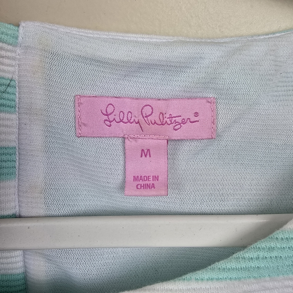 Lilly Pulitzer Cap Sleeve Lana Engineer Striped Dress in Poolside Blue Size M - Picture 4 of 11